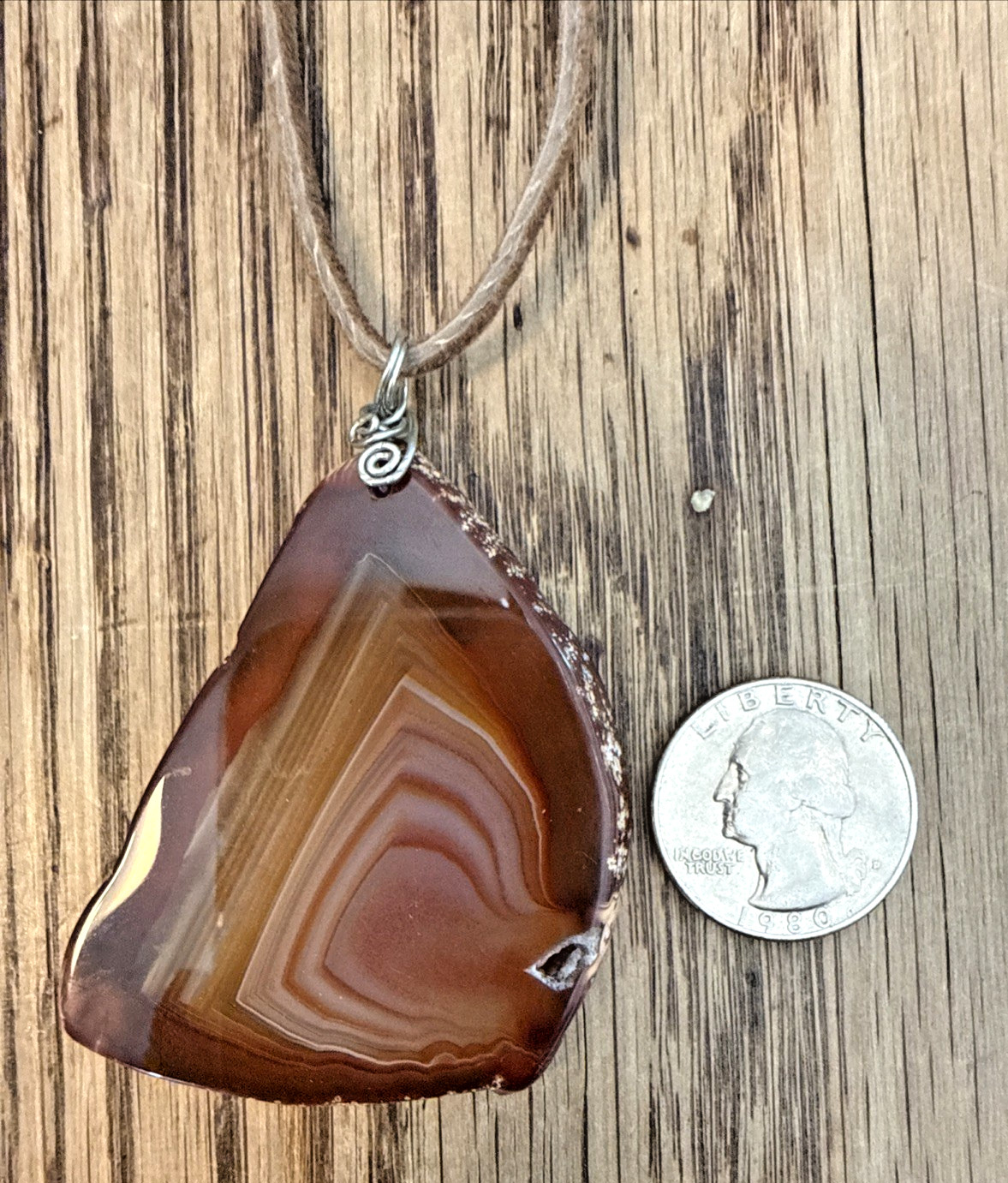AMAZING BROWN AGATE SLICE NECKLACE oneofakind Boho Festival Earthy Nature Hippie