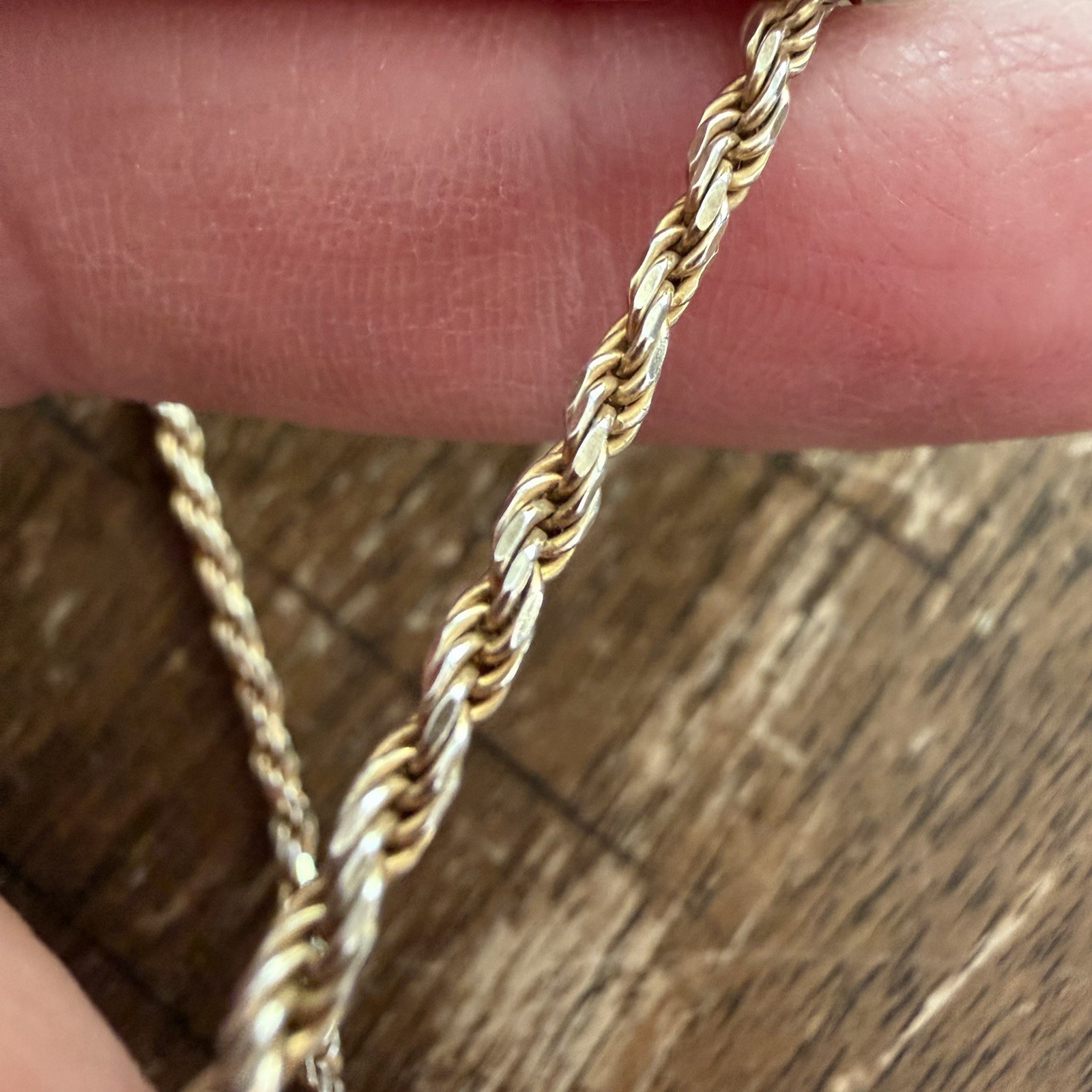 Vtg Sterling Silver Gold-tone Rope Chain Bracelet 7.25” Lobster Claw Clasp VGC