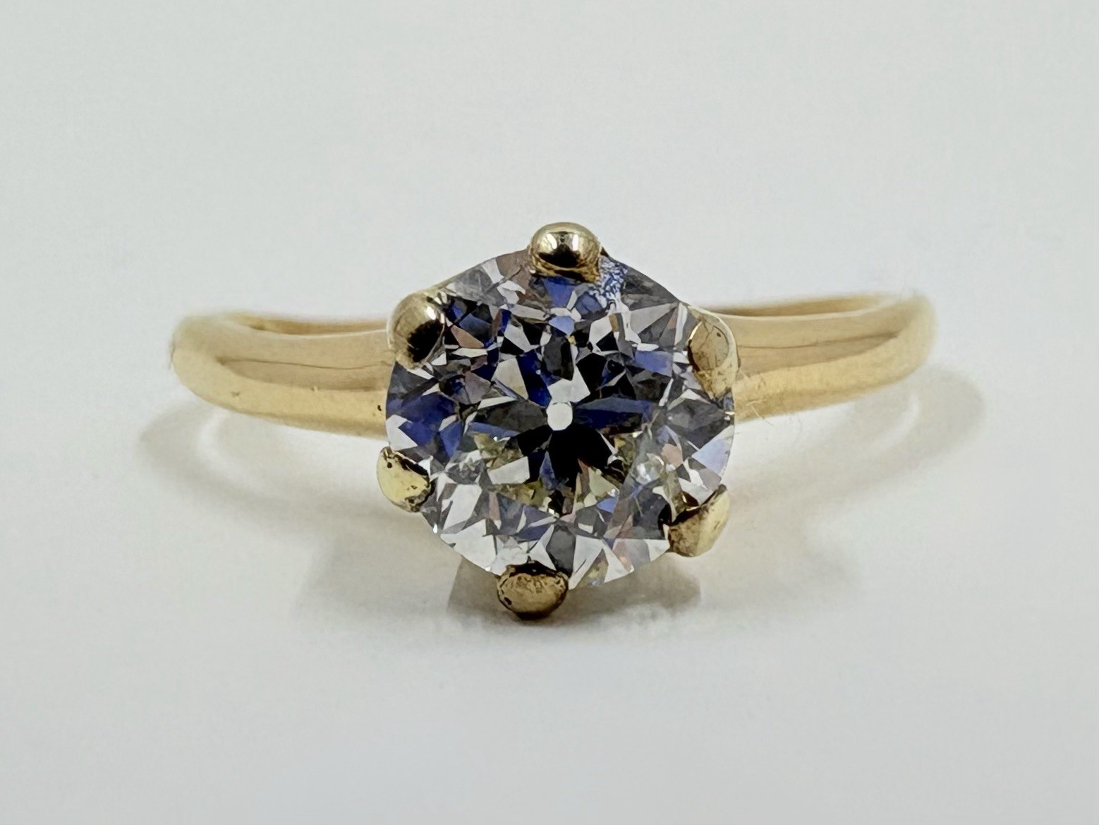 Antique Vintage Old European Cut Natural Diamond Solitaire Ring 0.85 ct Size 4.5