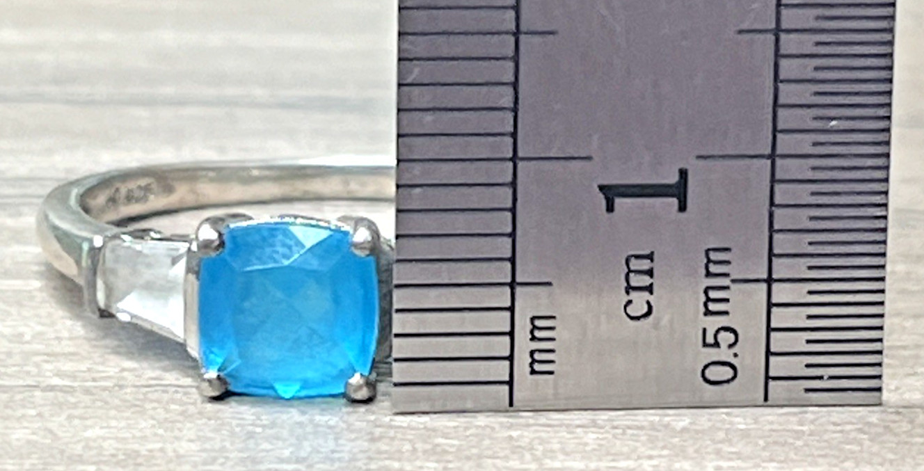 Signed Vintage Sterling 925 Sky Ice Blue Topaz White Topaz Accents Ring SZ 8 3g