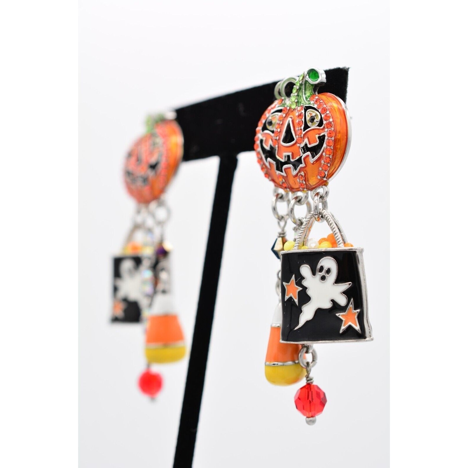 Ritzy Couture Esme Lunch Ritz Vintage Halloween Earrings Pumpkin Signed Bin1