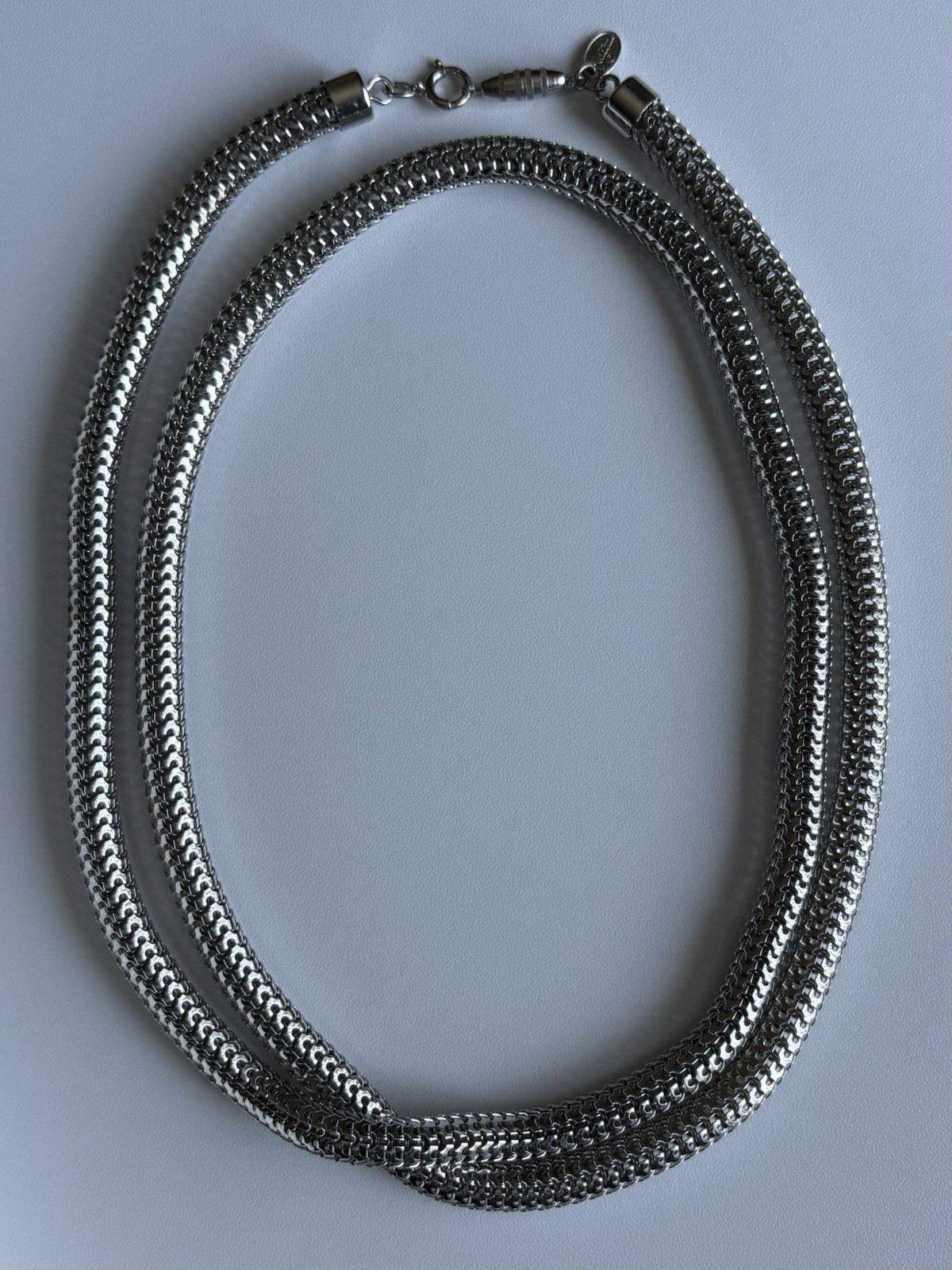 Vintage Vendôme Mesh Chain Silver Tone 36in Necklace 9mm wide 65.9g Statement