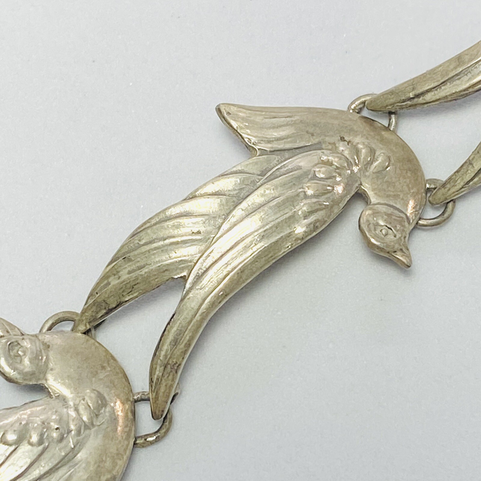 Los Castillo Taxco Mexico Sterling Silver Dove Bird 6.5″ Bracelet 23.0g