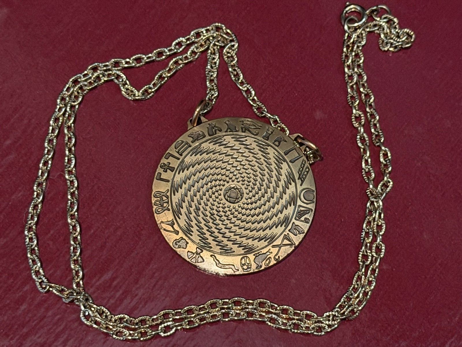 Vtg 1976 Pat Flanagan Sensor Medallion Necklace HSN Experimental Hieroglyphic