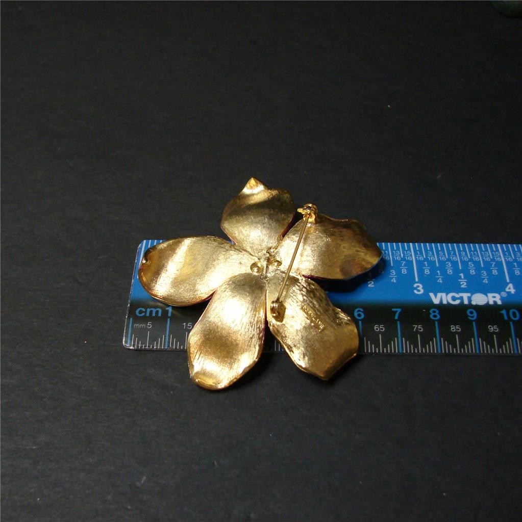 Vintage Park Lane Purple Sateen Enamel Finish Flower Pin Booch