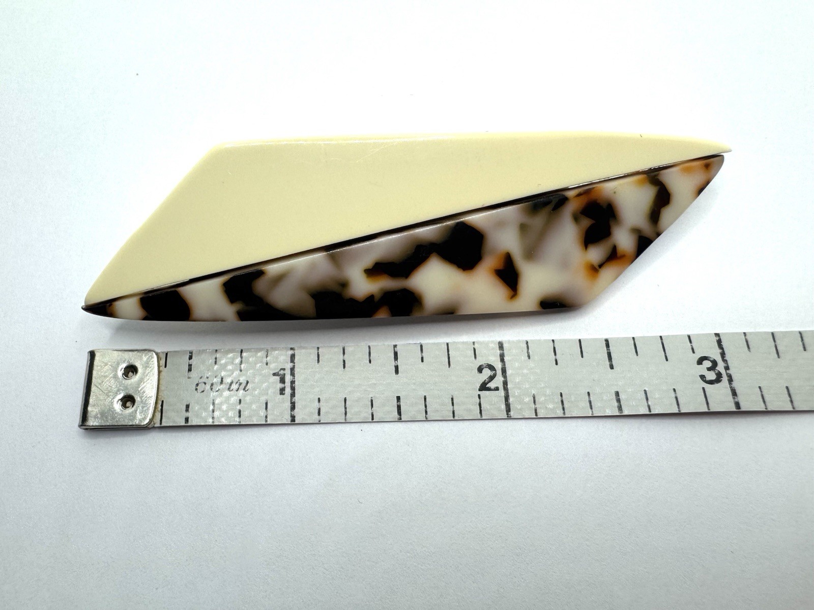 ~VINTAGE RARE~ Bakelite Pin Brooch Marbled Tortoise Shell Brown White Ivory MCM