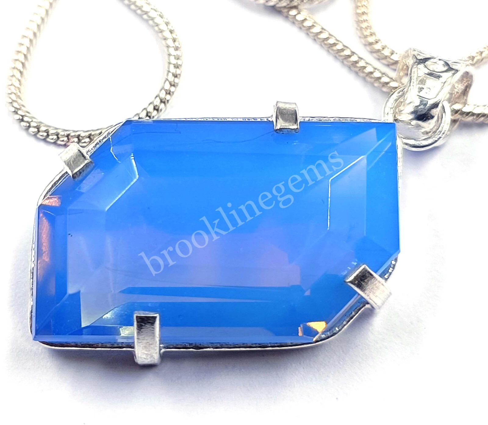 69.70 Ct Fancy Cut Natural Blue Opal EGL 925 Solid Silver Pendant Gems 5MRB