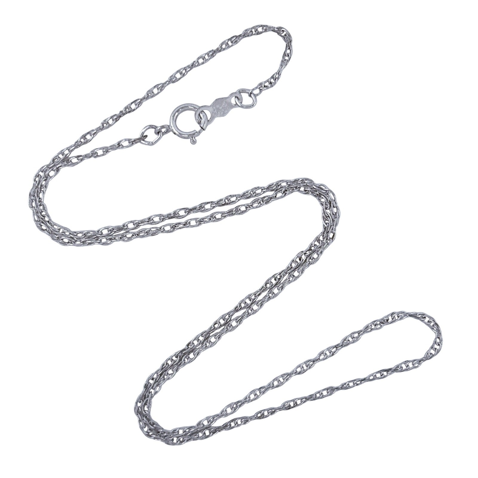 Vintage Sterling Silver 925 Rope Link Chain Necklace 15″