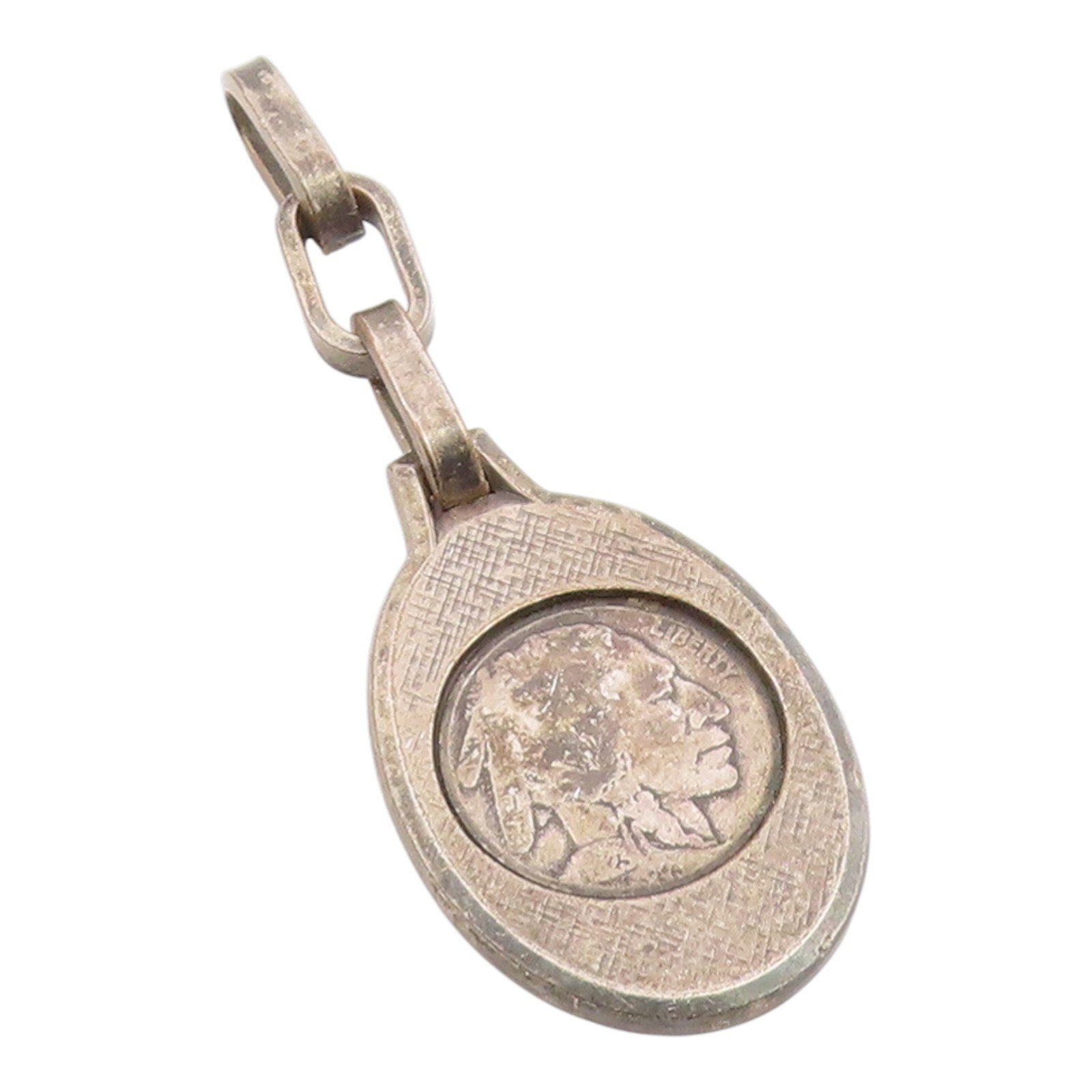 925 Sterling Silver Vintage Pendant Antique US Buffalo Head Nickel Coin PT26151
