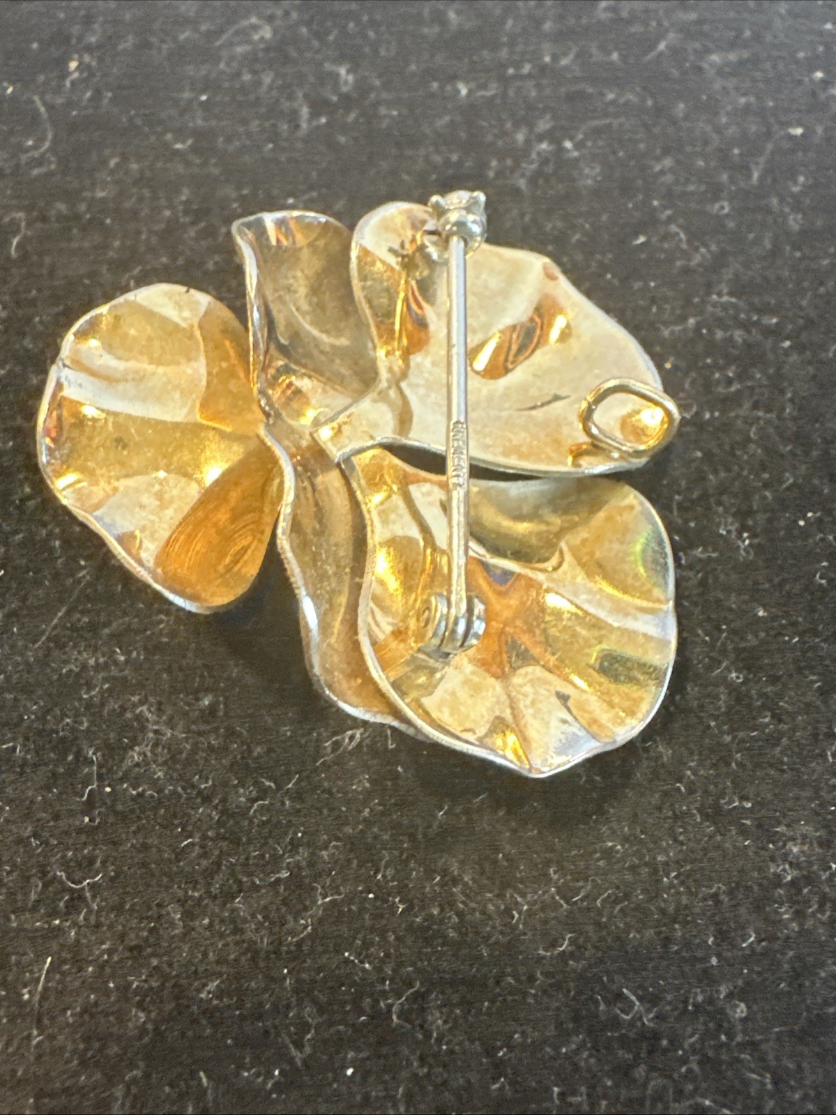 Vintage Krementz Gold Tone Pearl pansy brooch / Pendant
