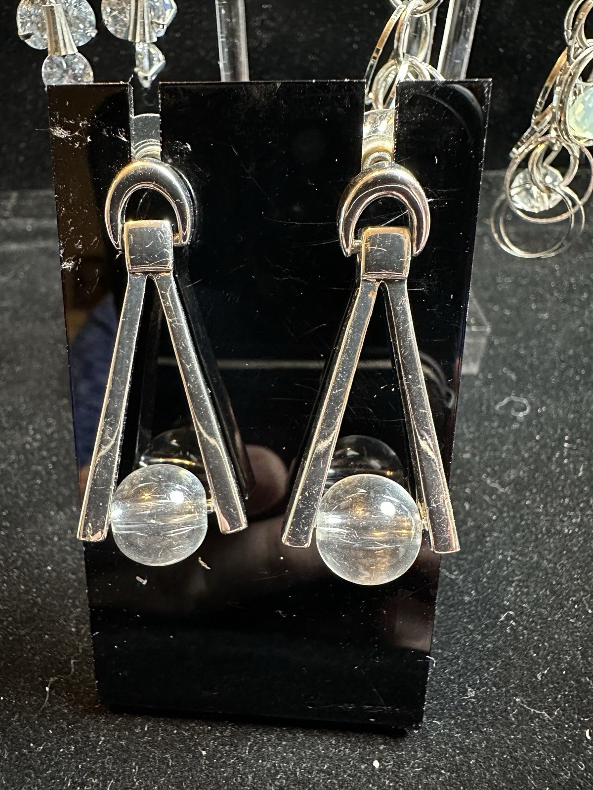 Vintage Lot of 3 Pierced Dangle Earrings Silver Tone With Sparkle