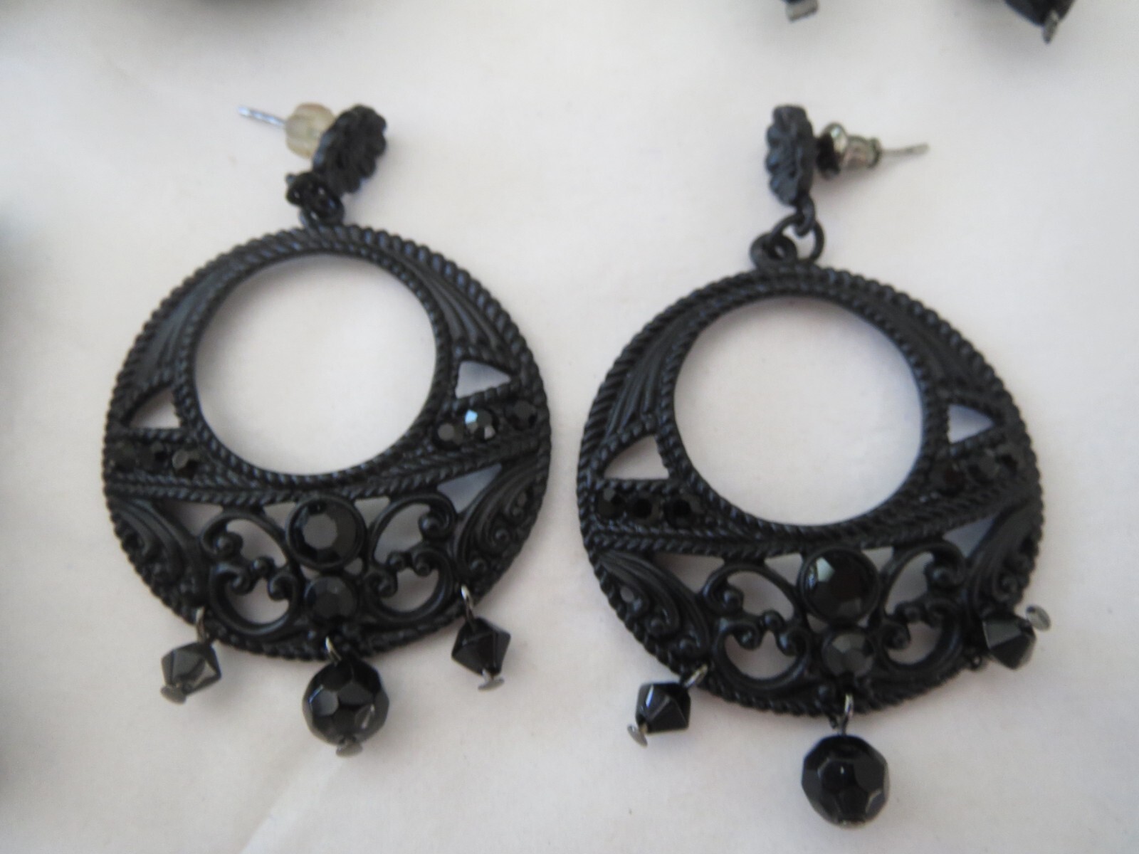 Vtg Lot Earrings All Black 1950s To 1980s