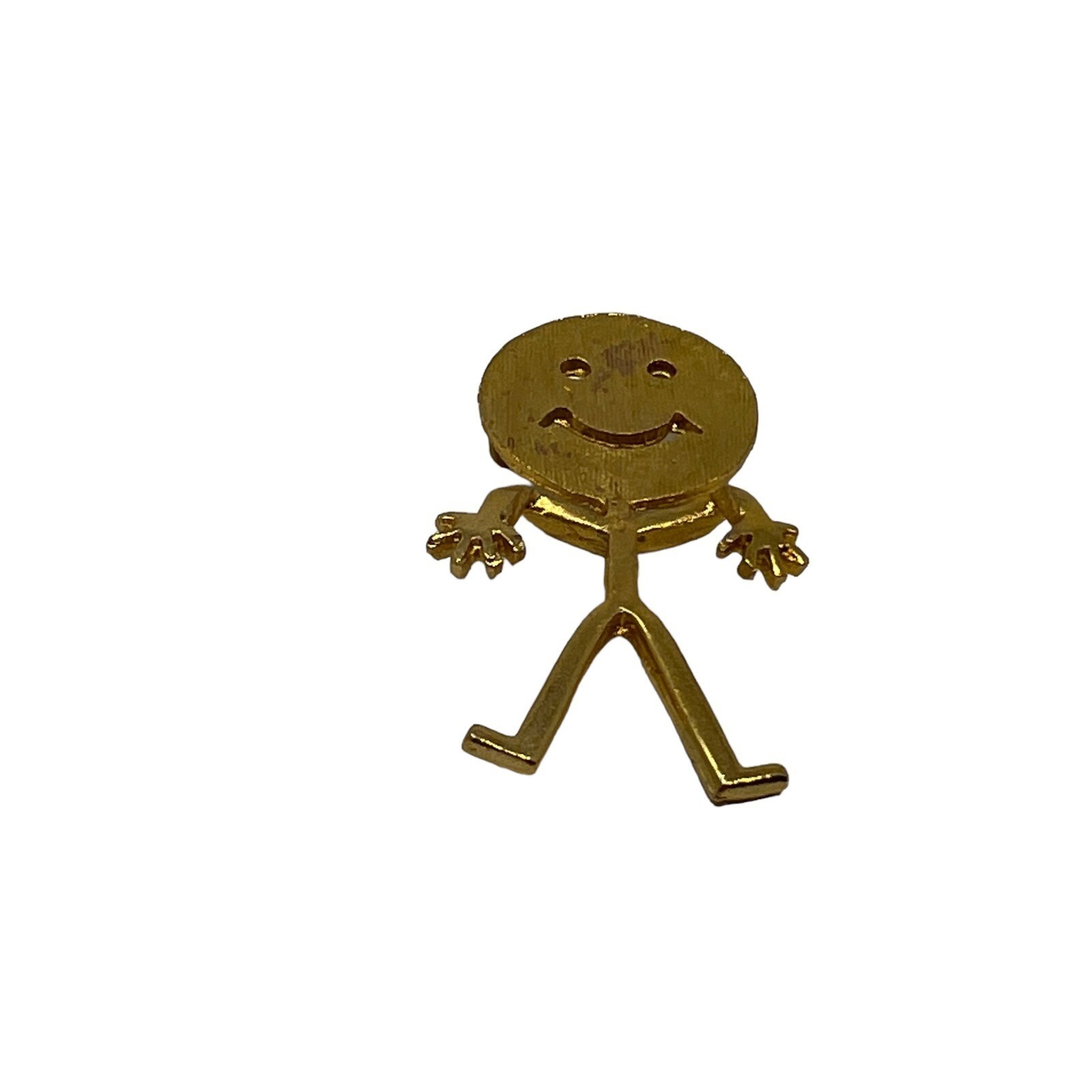 Smiley Face Brooch Gold Tone Happy Person with Dance Hands Pin
