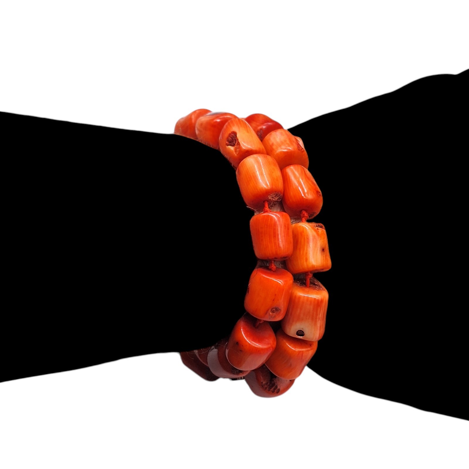 Vintage 91g Thick Natural Genuine Salmon Red Coral Beads Necklace