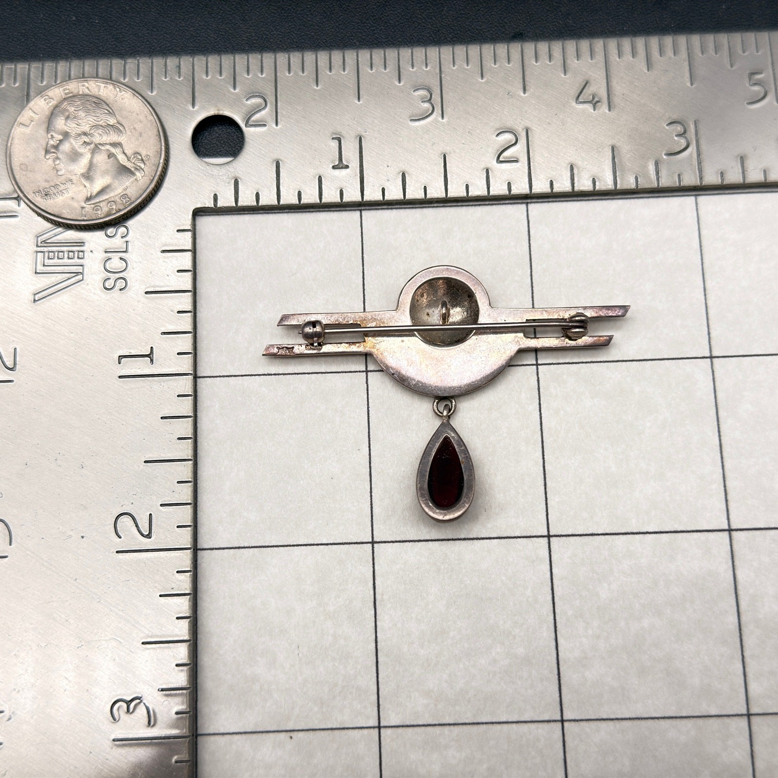 Vintage Modernist Art Deco Sterling Silver Pin Brooch