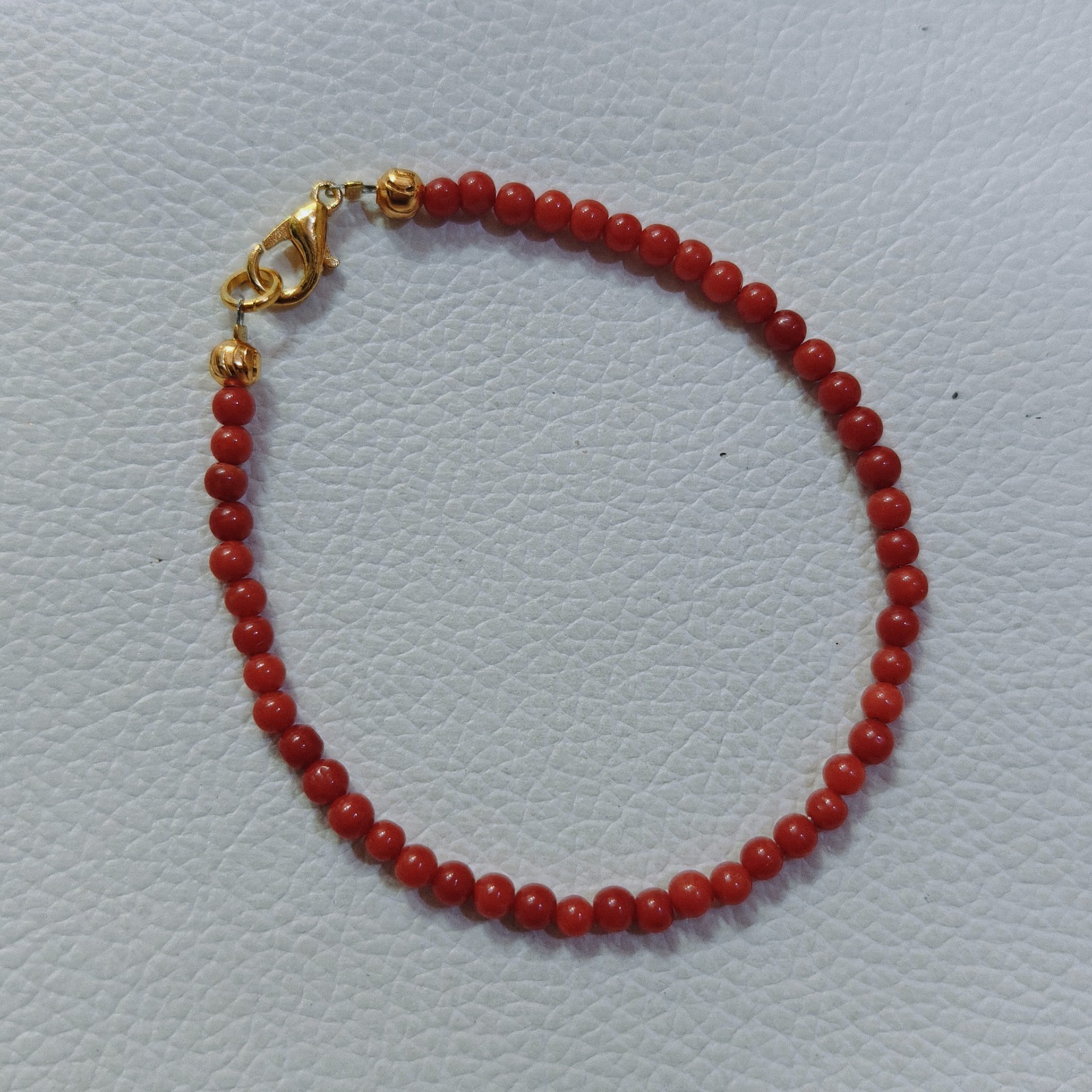 Natural Red Coral Beads Bracelet Italy Coral Bracelet Handmade Gemstone Jewelry