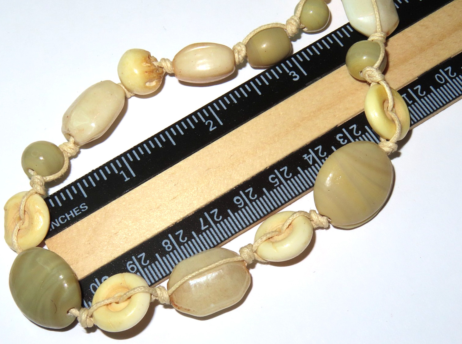 Vintage Studio Art Knotted Glass Bead Necklace 20-23″ Earthtones