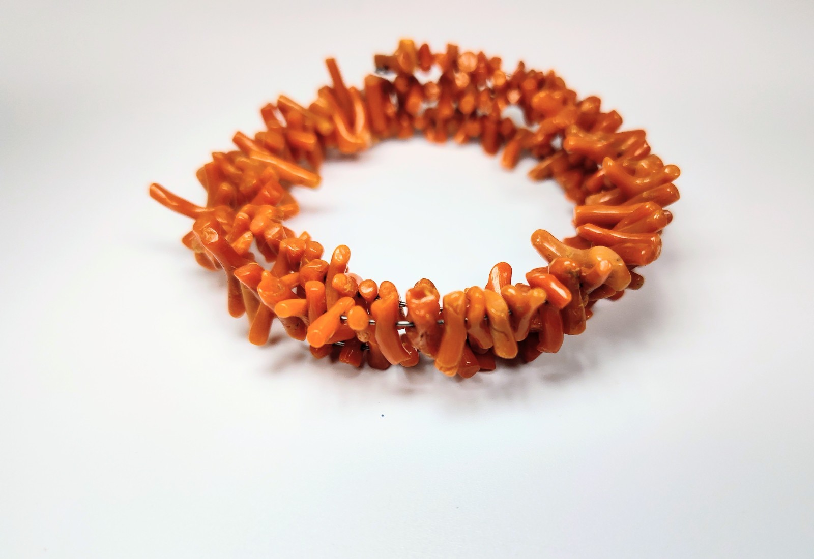 Vintage 1970’s Natural Orange Red Coral Stick Branch Wrap Bracelet