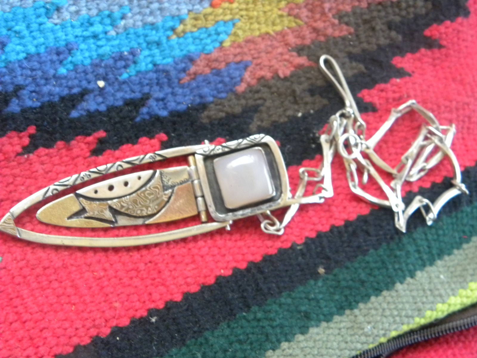 Vintage Sterling silver pendant and chain necklace, abstract design 21″ +