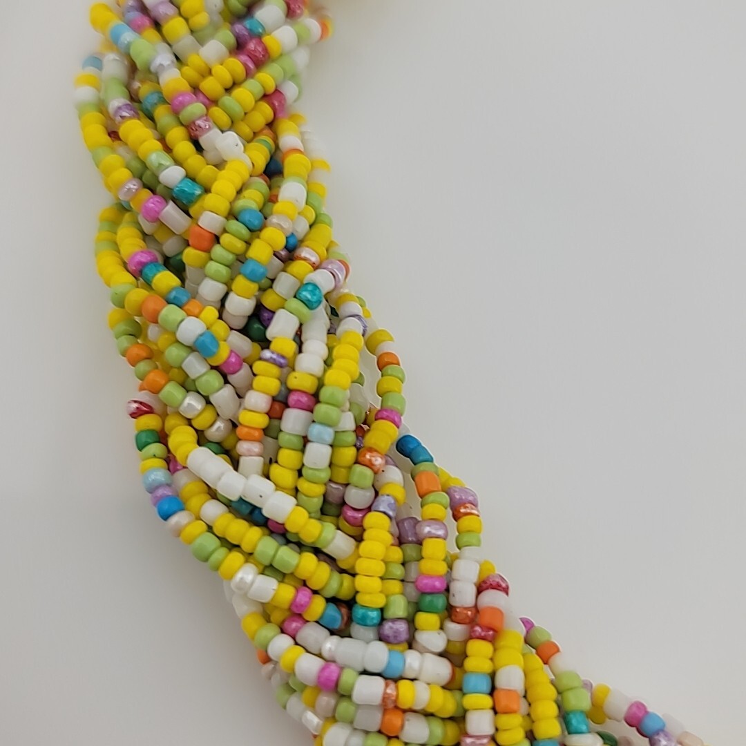 Vintage Braided Seed Bead 19″ Necklace Easter Multicolor Chunky Retro