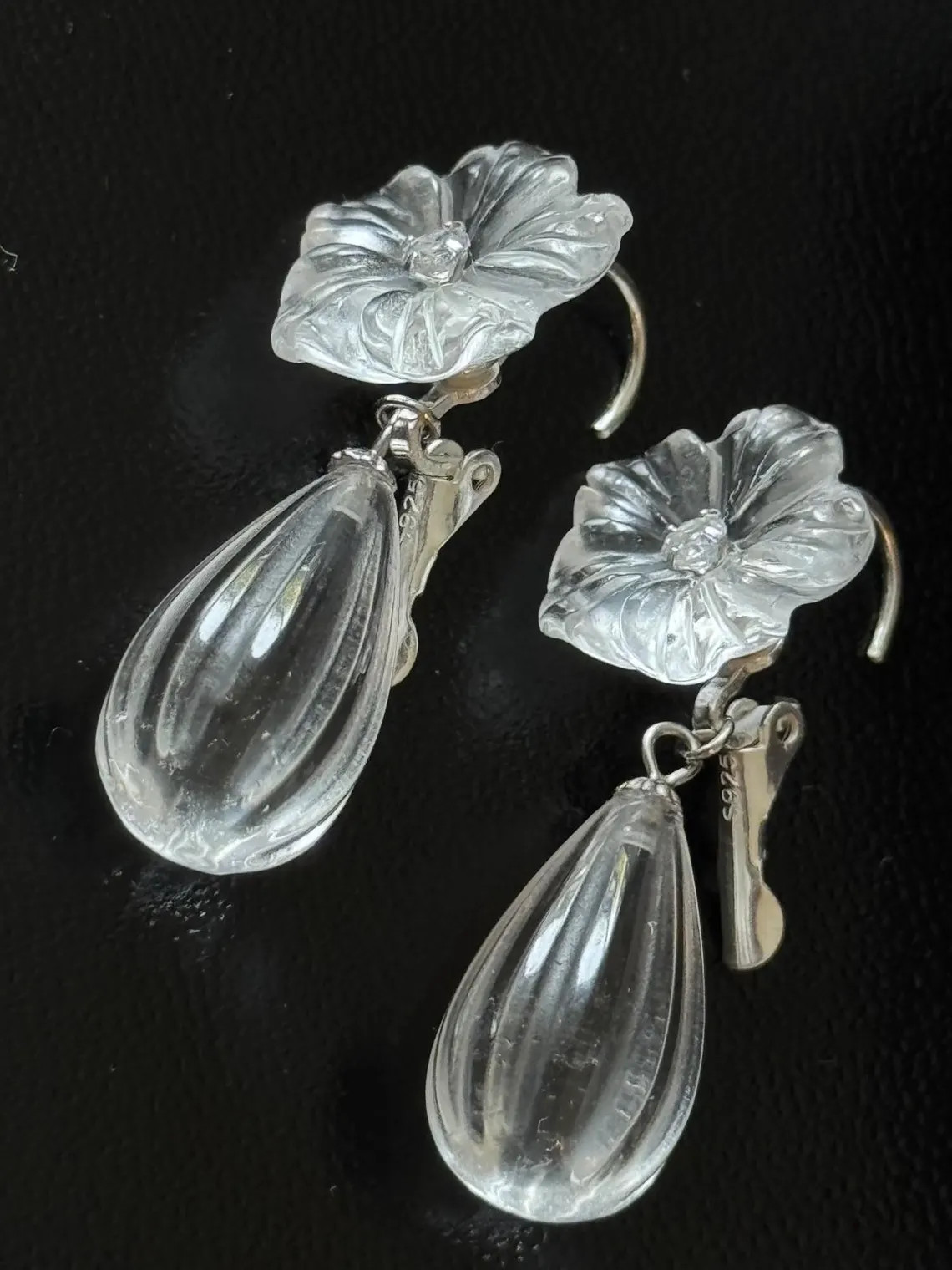 Rock crystal earrings 925 sterling silver artisan earrings