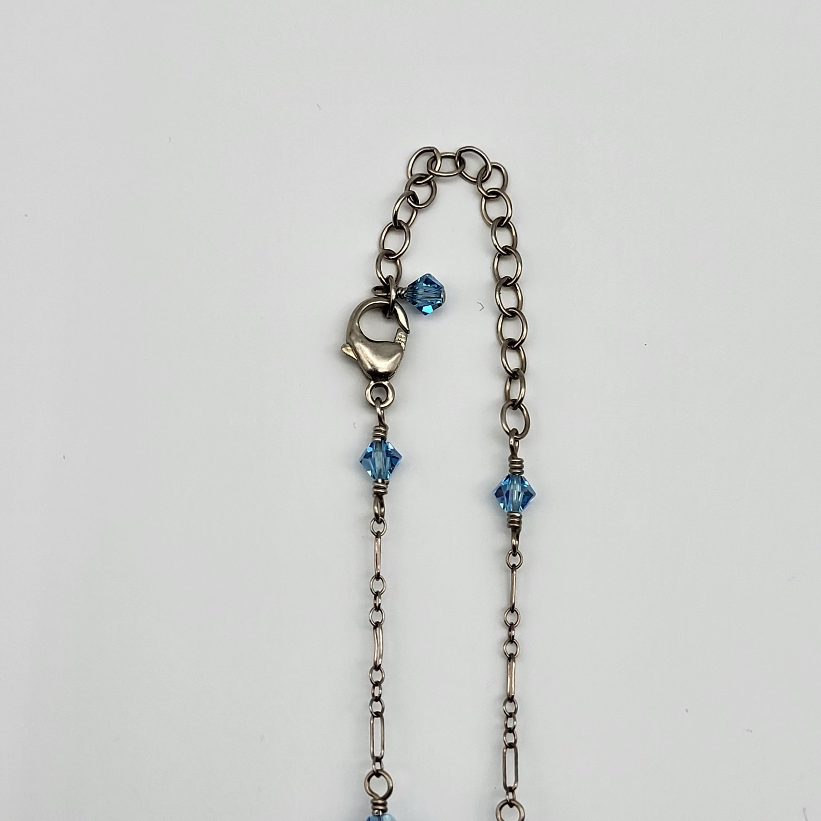 Beautiful Sterling Silver Blue Crystal Necklace Earrings Set Flamboyant Sexy
