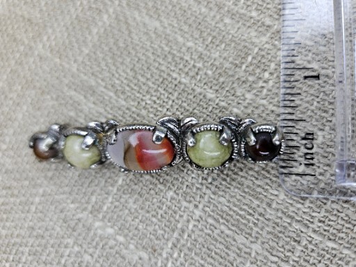 Vintage Miracle Britain Faux Stones Pewter Tone Brooch