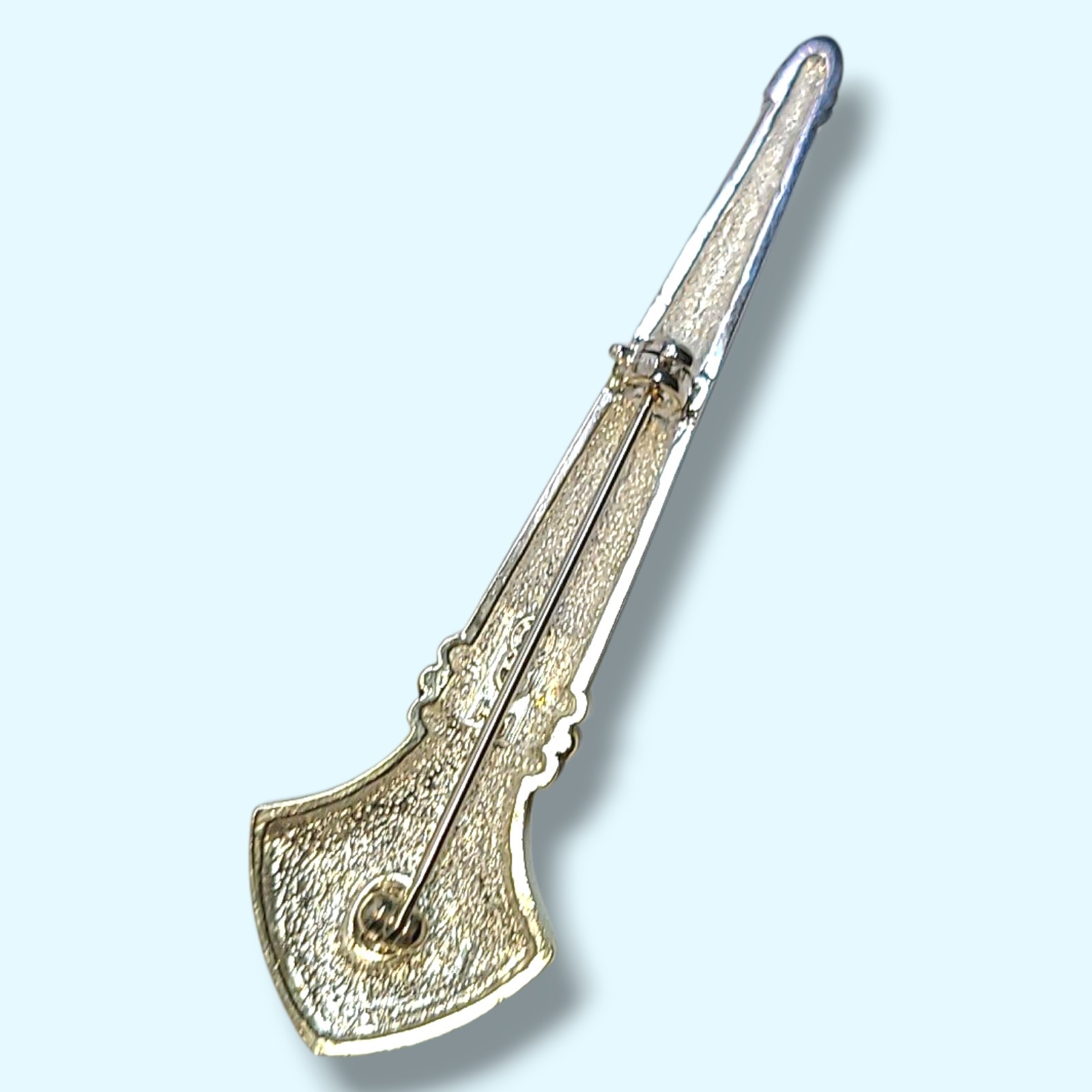Danielle Patton DP Sword Dagger Brooch Pin Silver Gold Tone Heraldic Vintage