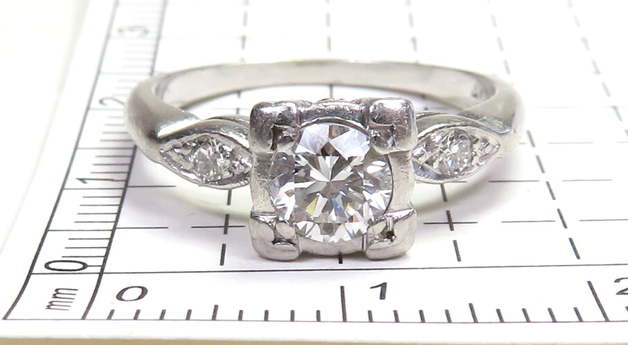 Antique 1920’s Diamond Engagement Platinum Ring Size 6 UK-L1/2 EGL USA Art Deco