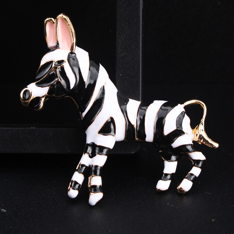 Vintage Creative Personality Dripping Oil Zebra Brooch Women Men Jewelry Gift