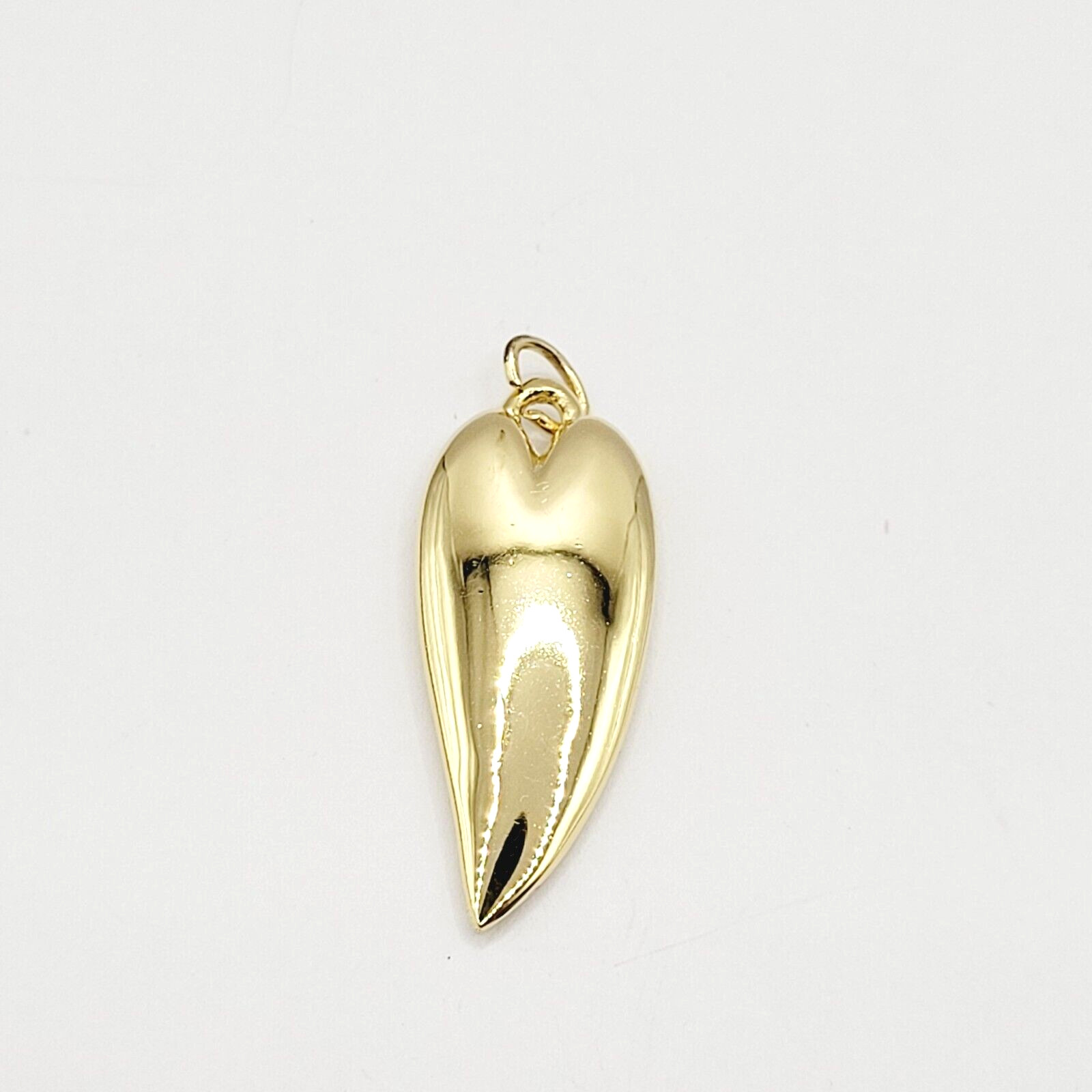 Modernist Heart Slim Curved Elongated Shape Light Puff Gold Tone Vintage Pendant