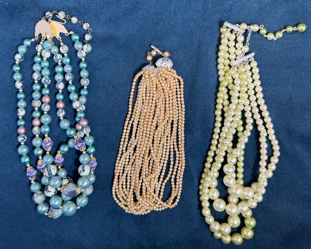 Vintage MCM All Japan Beaded Jewelry Lot Necklaces Earrings 19 PCS Multi Strand
