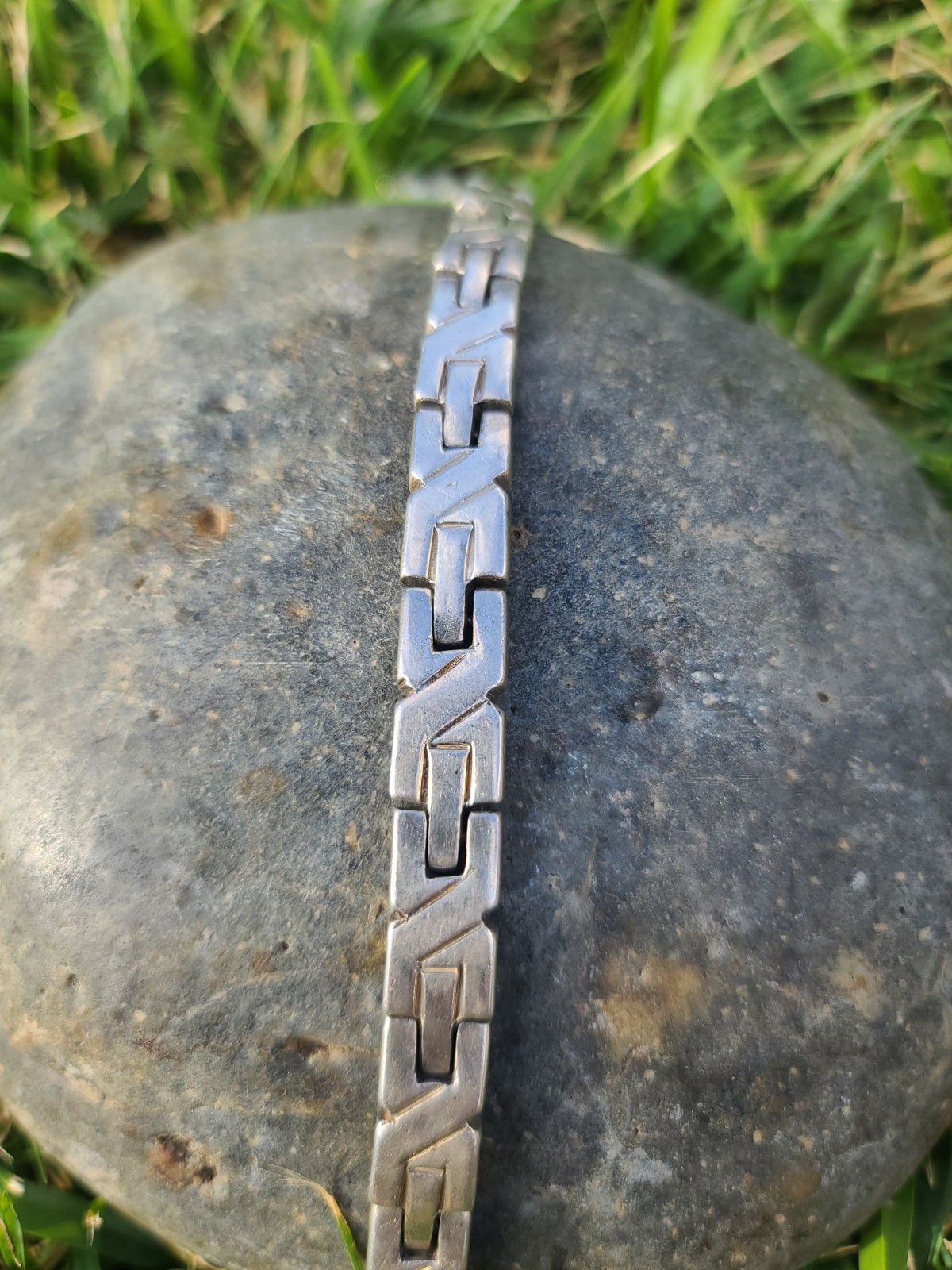 VTG Taxco MEX Sterling 925 Solid Silver X-Link 9.9mm Chain Bracelet 7.75″ 60gr