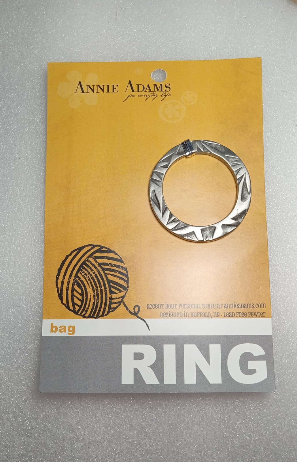 Annie Adams Pewter Bag Ring Shawl Ring Textured Round Lead‐free RARE NOS