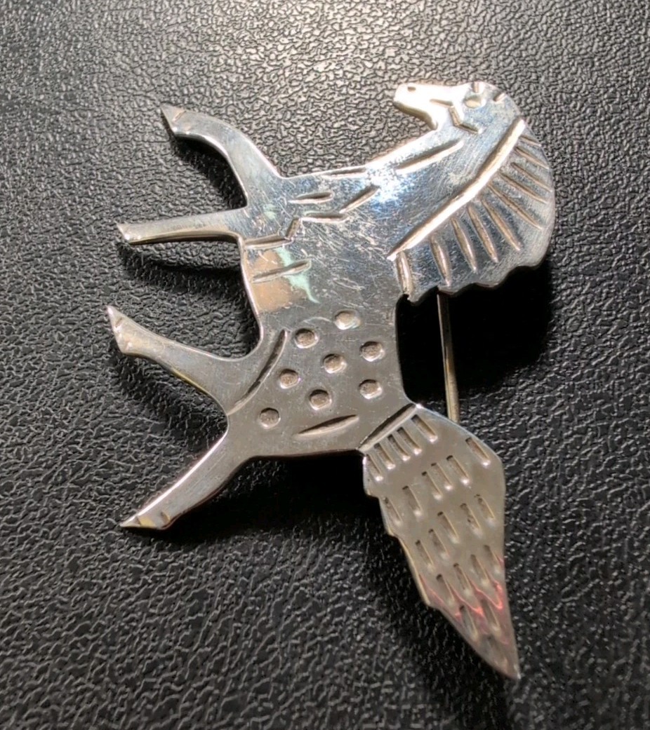 Running Spotted Hind Quarter Horse Brooch Mexico TT-28 925 Monte 12.4g 2.25″