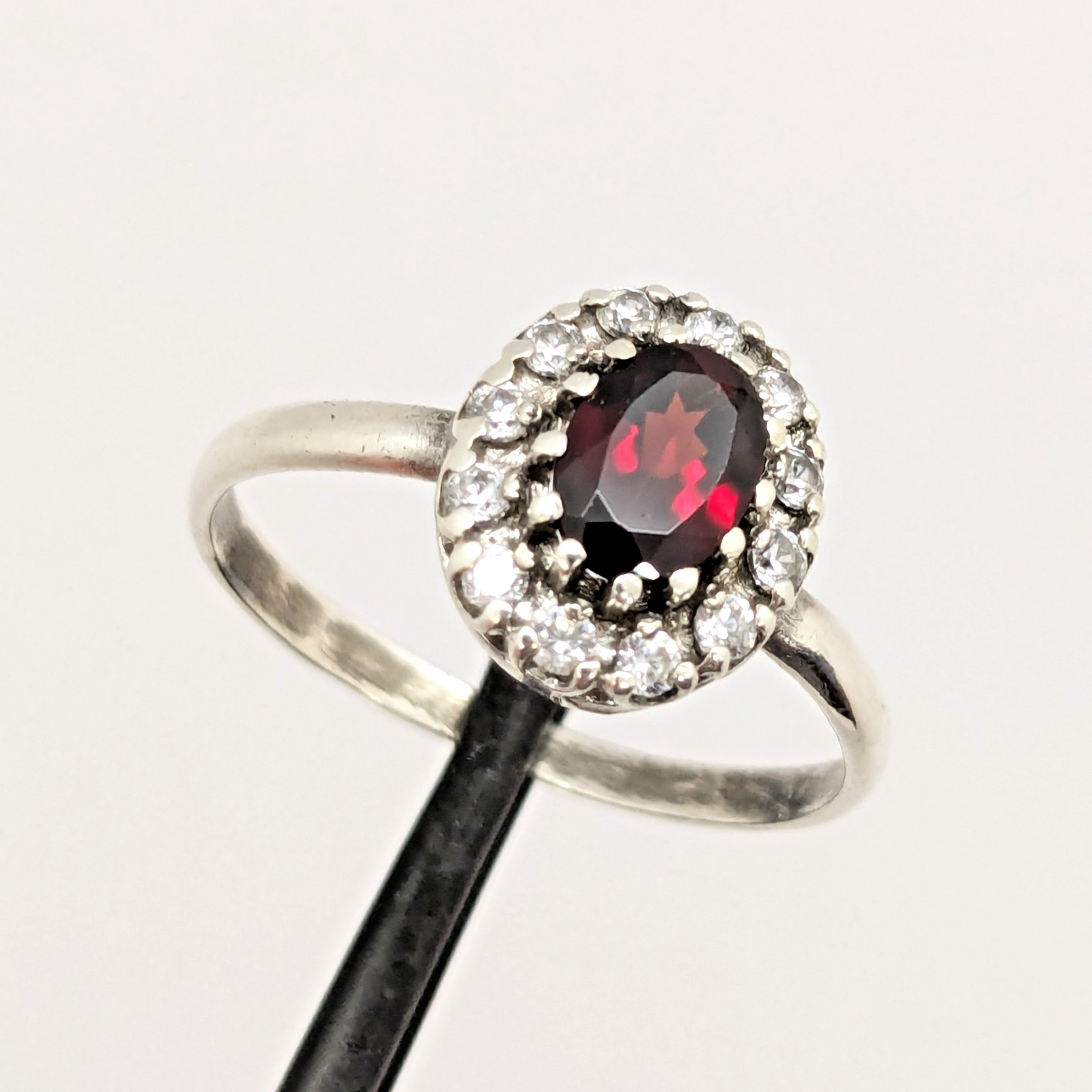 Vintage Luxury RING Silver 925 with Big Bright Garnet -size: 10US (17.5mm)| #71