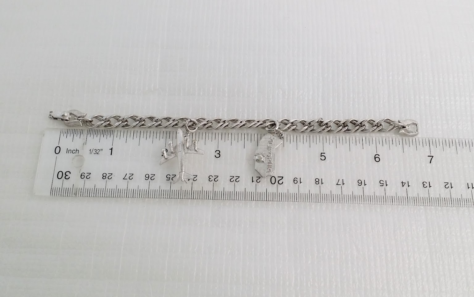 Vintage MONET Silver Tone California Airplane Travel Charm Starter Bracelet
