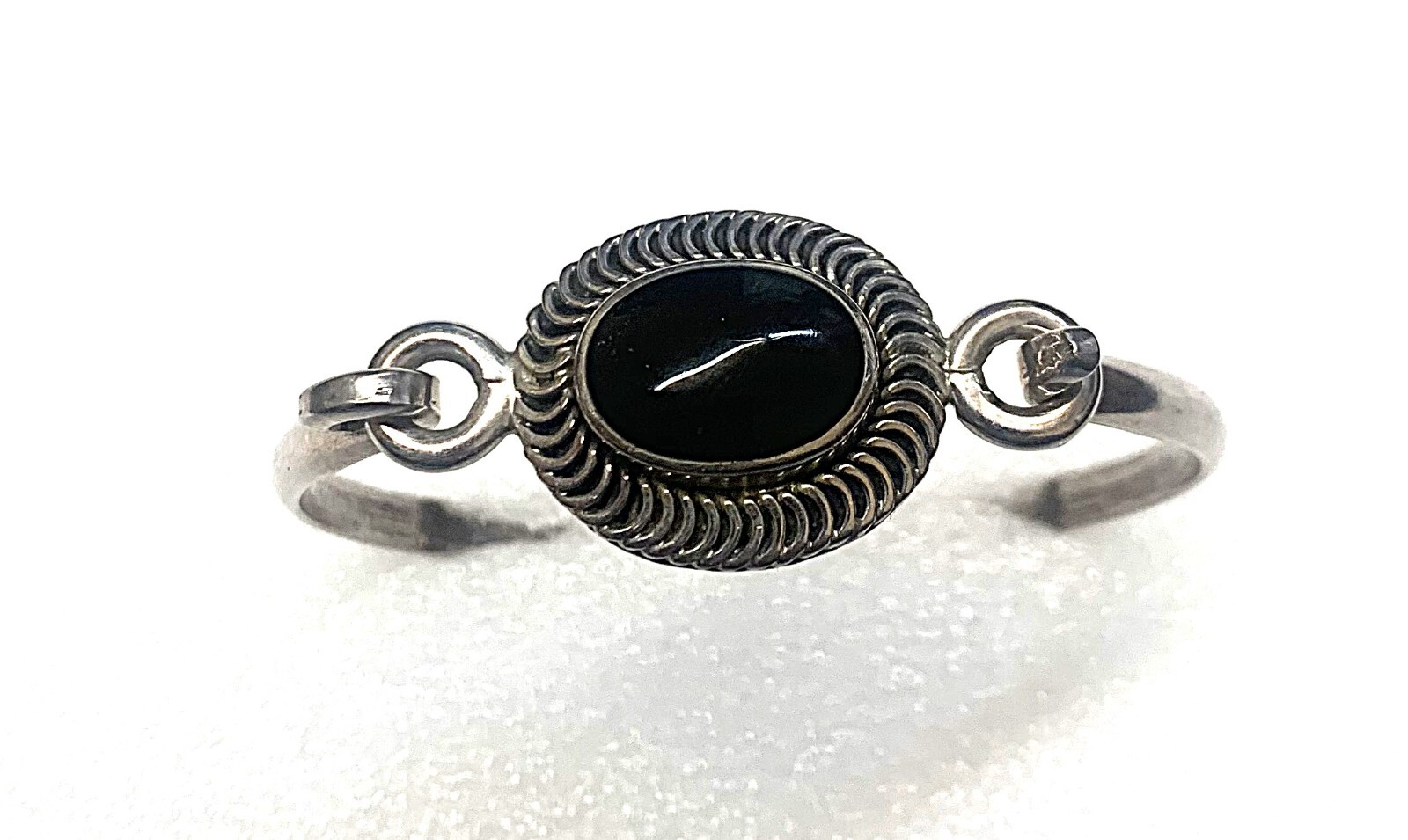 Onyx and Sterling Bracelet is 2 1/4″ Stone is 5/8 x 7/16″