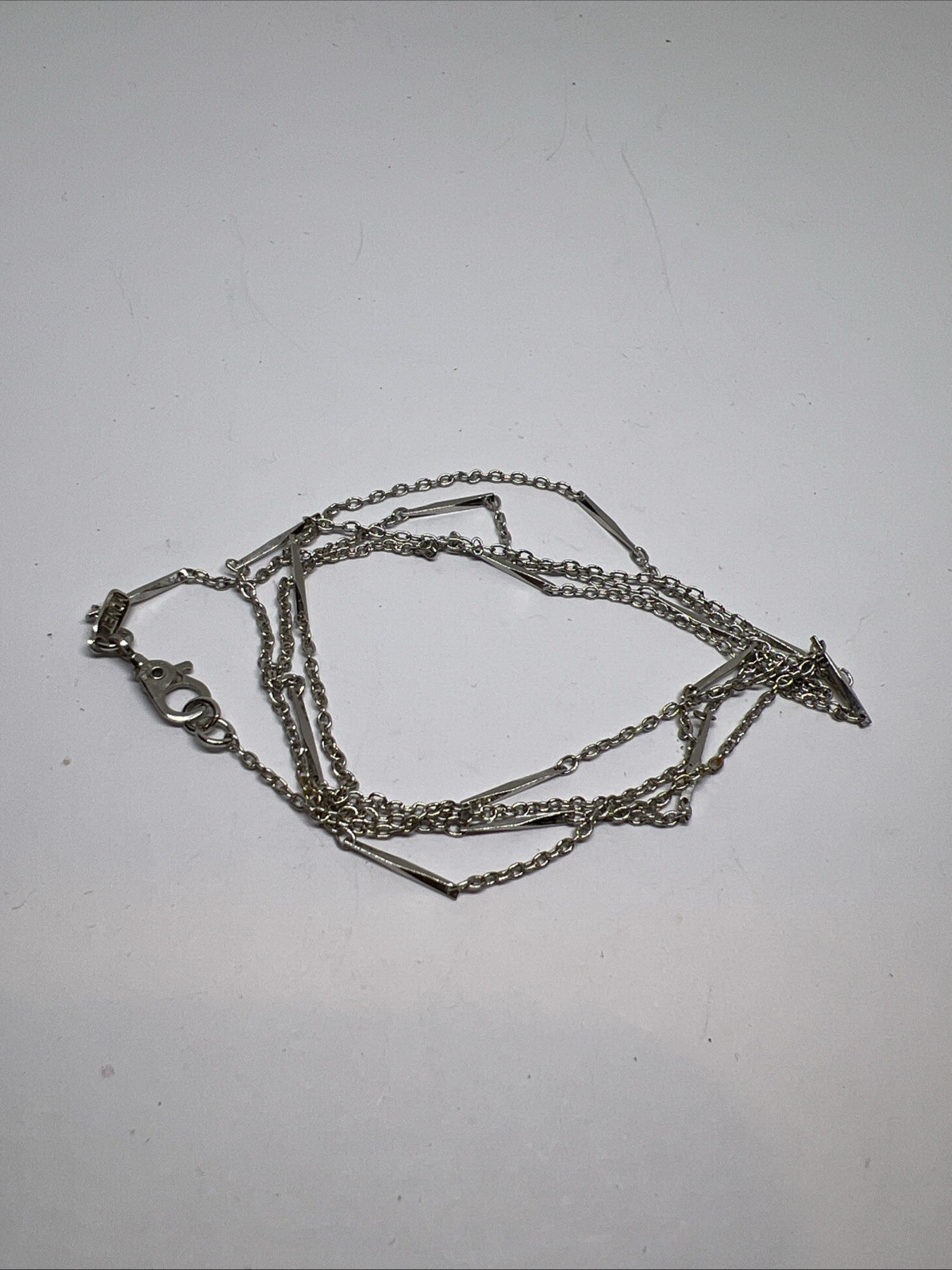 Vintage Monet Silver Tone Minimalist Bar Link Long Chain 30” Necklace