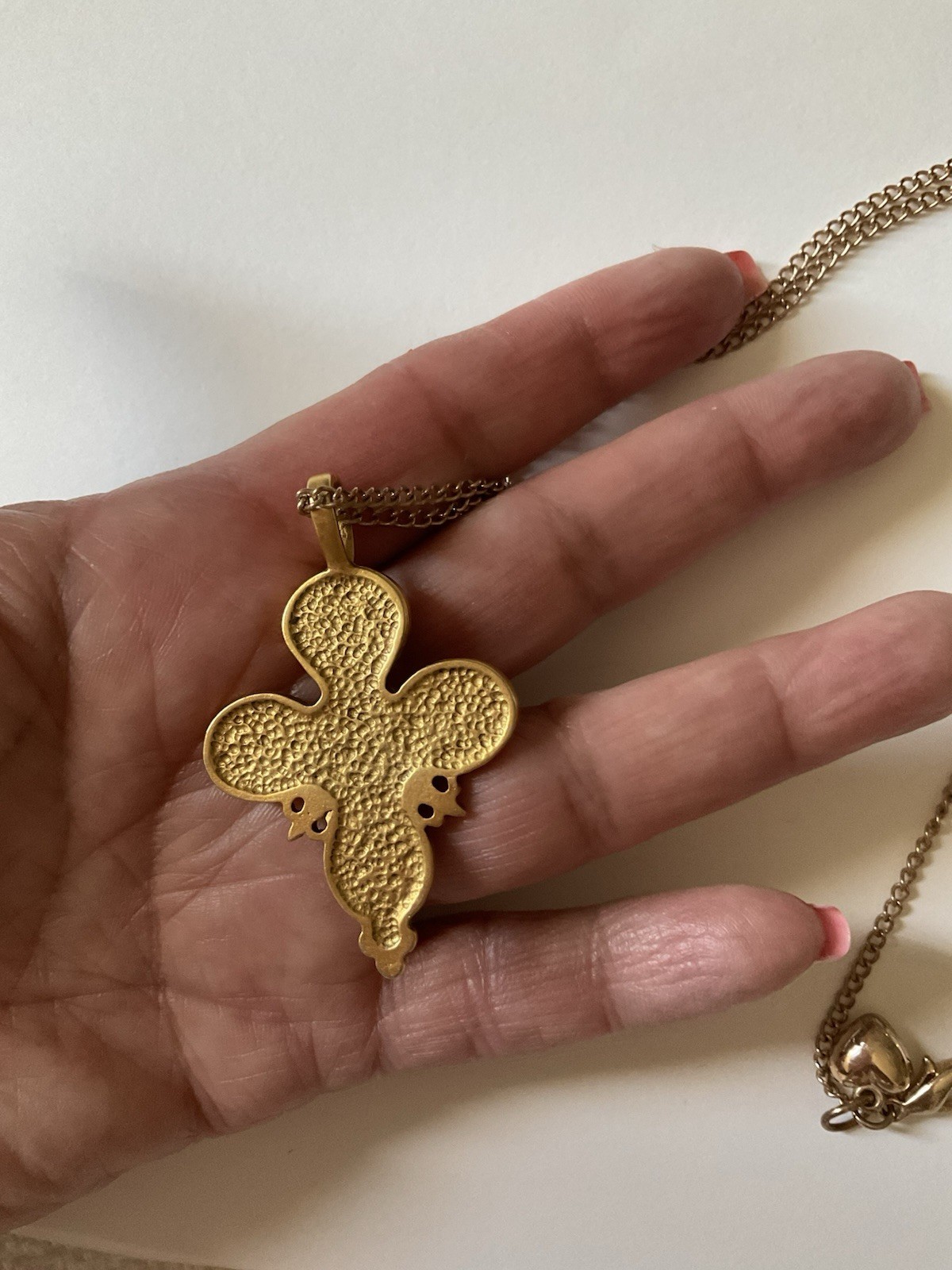 Vintage Goltone Necklace With Cross Pendant 29’ in Chain 2 in X 1.5 in