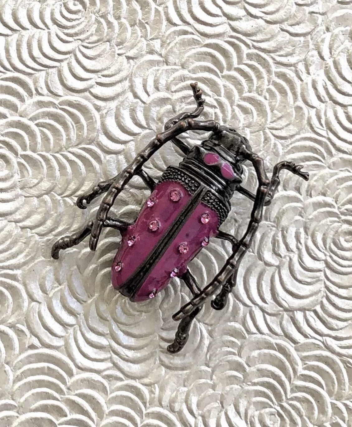 Vintage Style Beetle Insect Brooch enamel on metal
