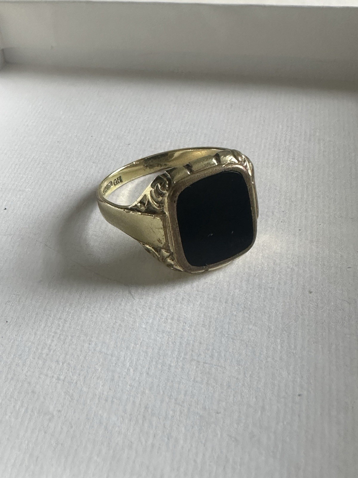 Vintage French Jeweler Astron Charnier Bloodstone Rolled Gold Ring Signed
