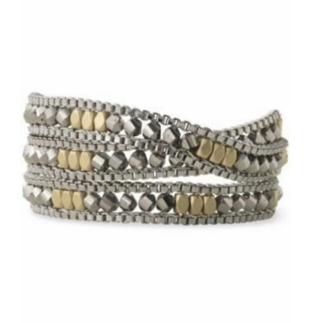 Stella & Dot Wrap Bracelet Or Necklace Dark Metal Grunge Glam Wrap Chain Luna