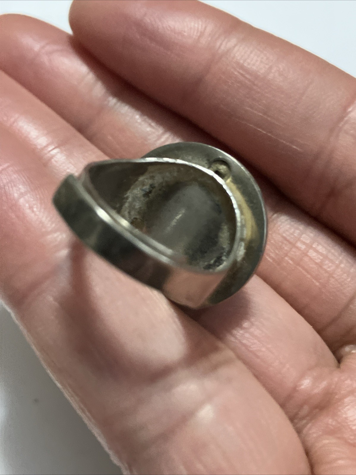 Vintage 1970s MCM Modernist Sterling S?Dome Ring Folded Wave Adjustable Band