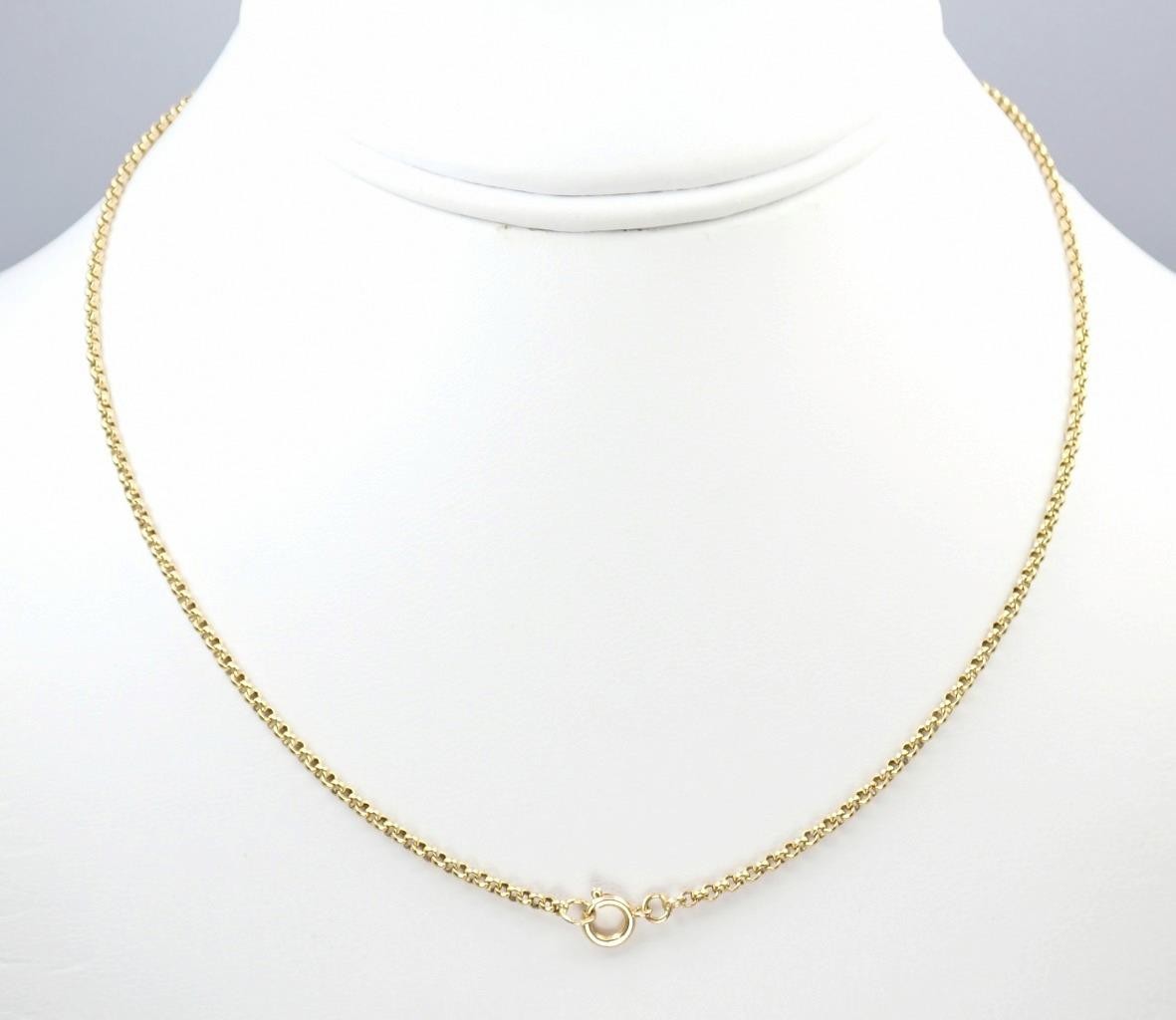 Glowing Vintage 16.5” Solid 9K Yellow Gold 2mm Belcher Chain Necklace 1990