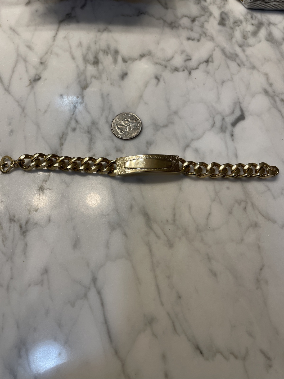 Vintage New Hadley 14K Gold Plated Heavy 52.45 Grams ID Link Bracelet