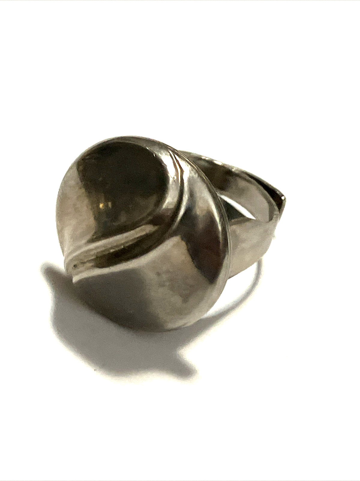 Vintage 1970s MCM Modernist Sterling S?Dome Ring Folded Wave Adjustable Band