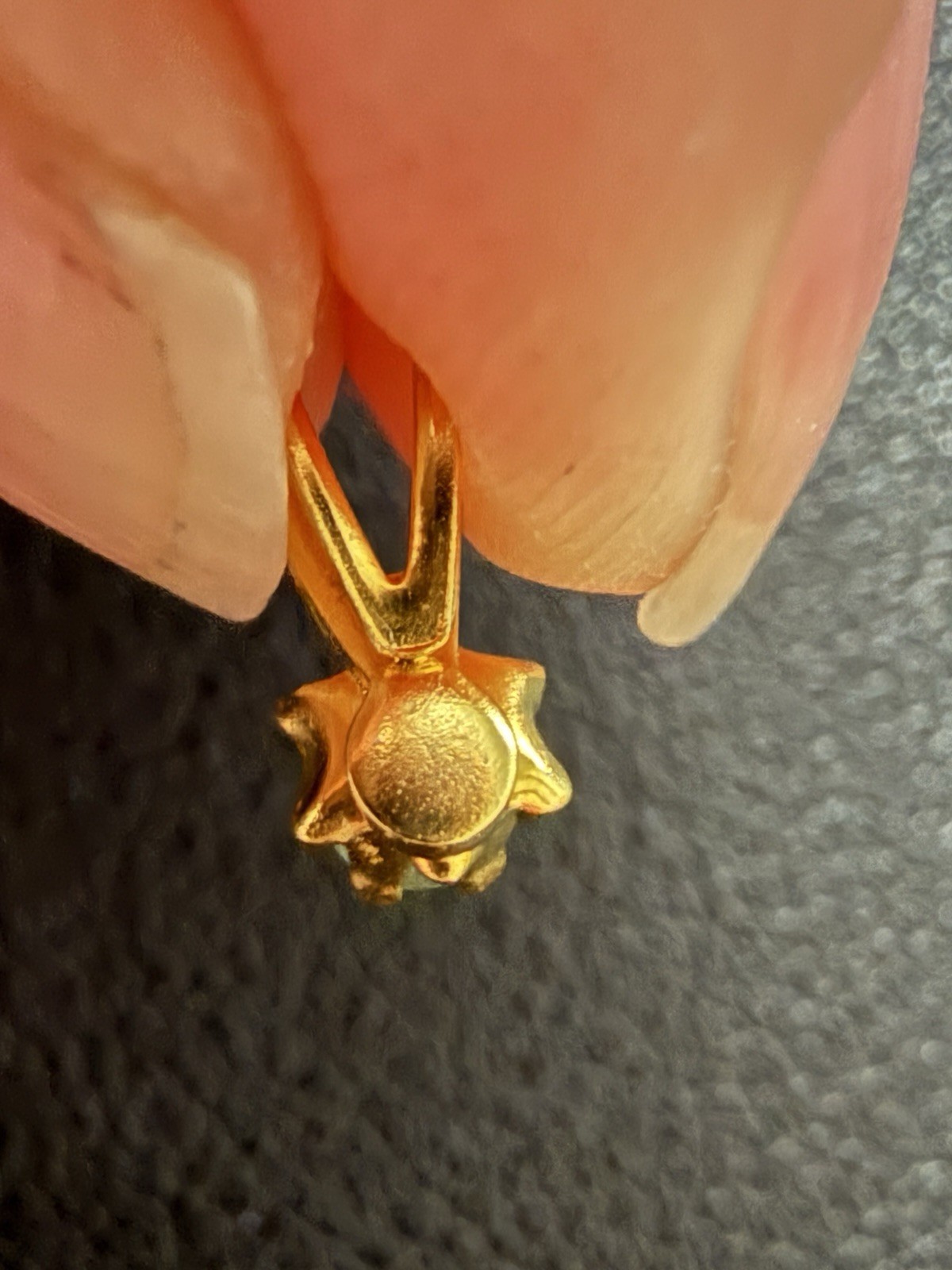 Vtg Dainty Birthstone Gold Plated May Emerald-Look Pendant w/ Prong Setting