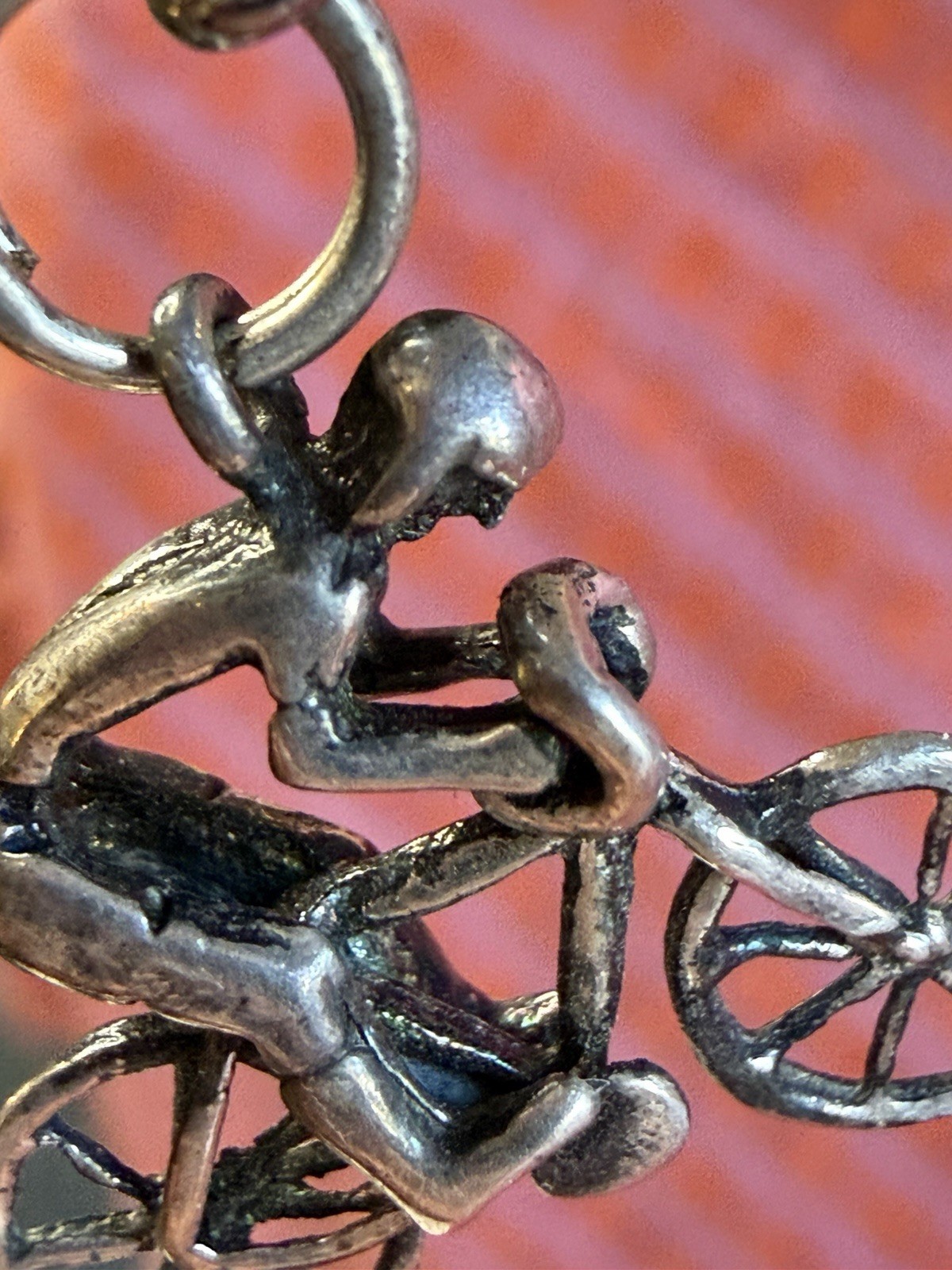 Vintage Sterling Silver Bicyclist Charm Figural 925 Dangle Charm Person On Bike