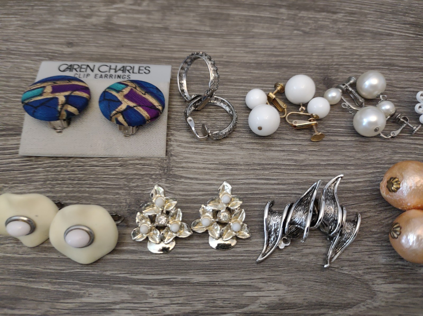 Estate Mixed Lot Costume Jewelry Earrings 77pr Clip On Screwback
